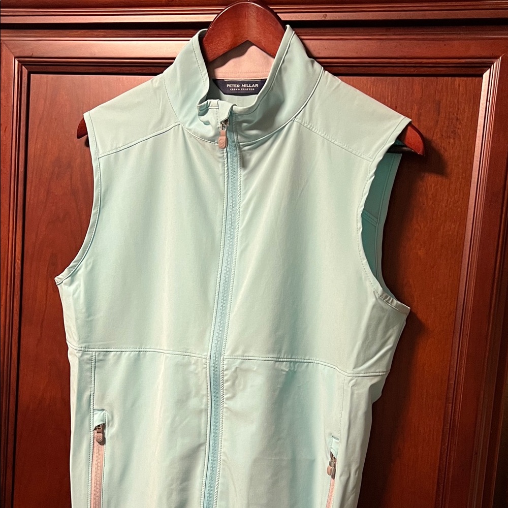 Brand New Crown Crafted Peter Millar Classic Aqua Mint Green Golf ⛳️ Zip Up Vest